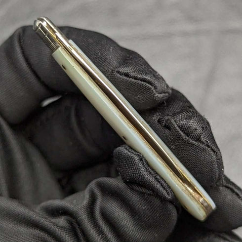 1896 British Antique White Pearl Shell Handle Pure Silver Blade Folding Pen Knife