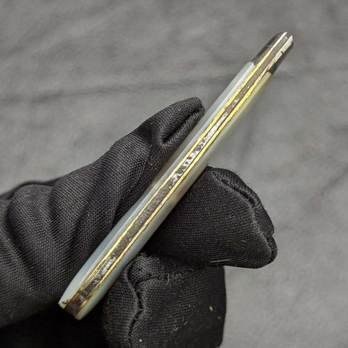 1896 British Antique White Pearl Shell Handle Pure Silver Blade Folding Pen Knife
