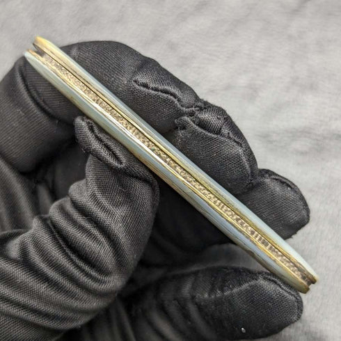 1921 British Antique White Pearl Shell Engraving Handle Pure Silver Blade Folding Pen Knife