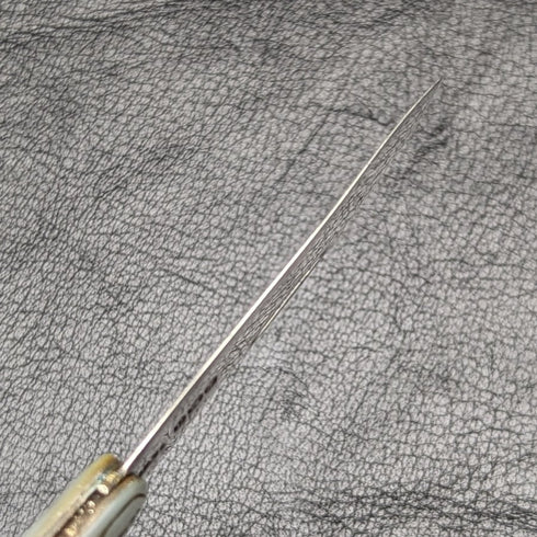 1921年 英国アンティーク 白蝶貝彫刻ハンドル 純銀ブレード 折りたたみペンナイフ