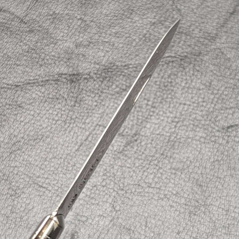 1902 British Antique White Pearl Carved Handle Pure Silver Blade Folding Pen Knife