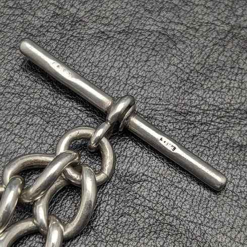 1900 年左右英國古董純銀阿爾伯特鏈 52 克純銀獎牌錶鍊