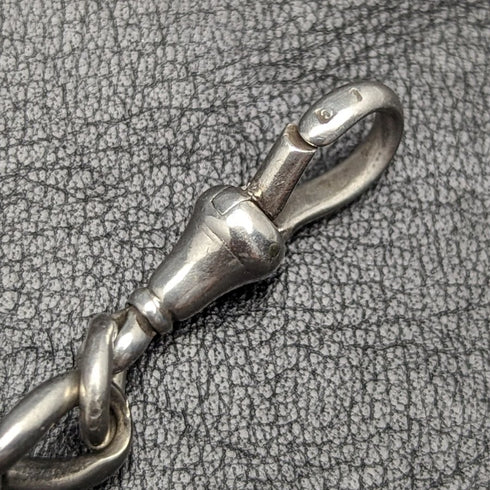 Cadena Albert de plata de ley antigua británica de alrededor de 1900, 52 g, con colgante de medalla de plata de ley