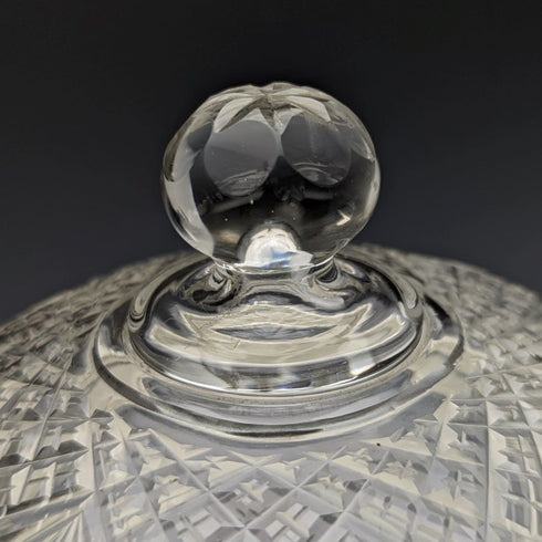 1928 British vintage cut glass biscuit barrel pure silver decoration 831g