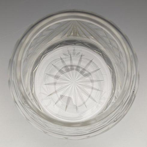 1928 British vintage cut glass biscuit barrel pure silver decoration 831g