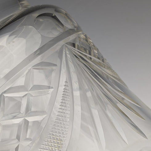 1928 British vintage cut glass biscuit barrel pure silver decoration 831g