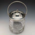 Barril para galletas vintage inglés de cristal tallado, circa 1930, con tapa de plata chapada, 1048 g