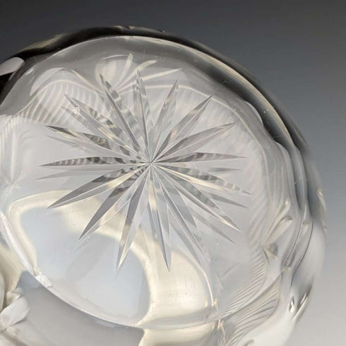 Barril para galletas vintage inglés de cristal tallado, circa 1930, con tapa de plata chapada, 1048 g