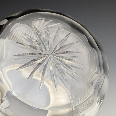 1930年頃 英国ヴィンテージ カットガラス ビスケットバレル シルバープレート蓋 1048g