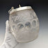 British vintage cut glass biscuit barrel silver plate lid 803g