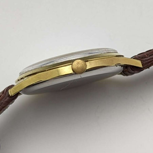 British vintage Benson men's wristwatch gold plated case 17 stones works well