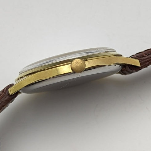 British vintage Benson men's wristwatch gold plated case 17 stones works well