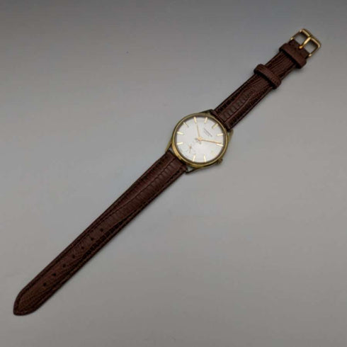 British vintage Benson men's wristwatch gold plated case 17 stones works well