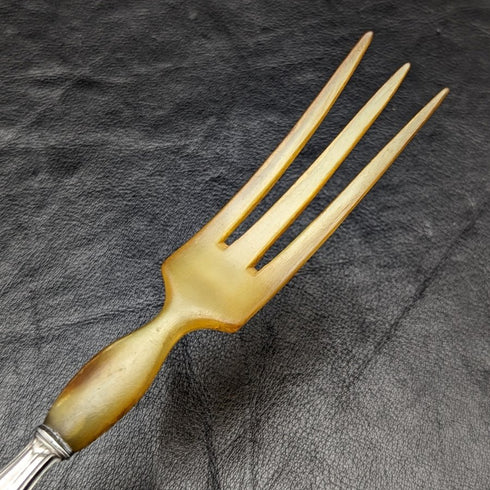 French Antique Pure Silver Handle Salad Server Set