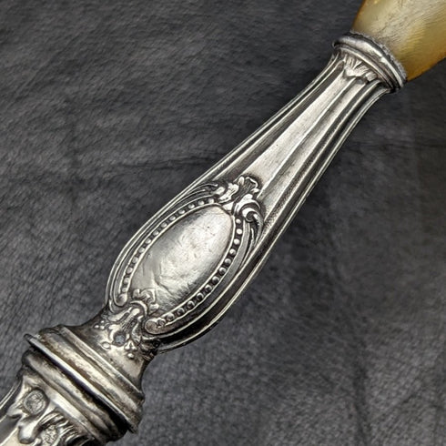 French Antique Pure Silver Handle Salad Server Set