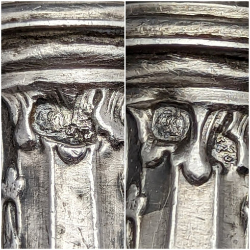 French Antique Pure Silver Handle Salad Server Set