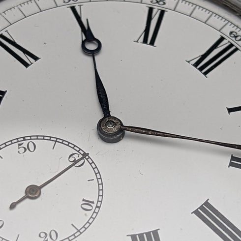 antique Ulysse Nardin pocket watch silver side soldier engraving case works well