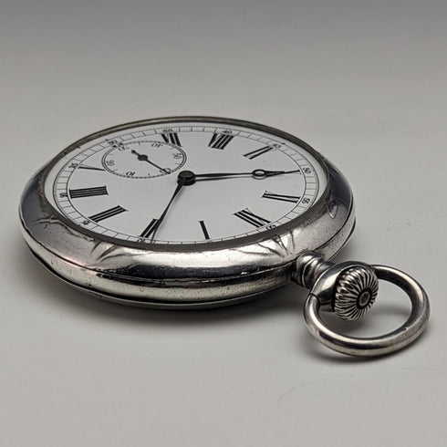 antique Ulysse Nardin pocket watch silver side soldier engraving case works well