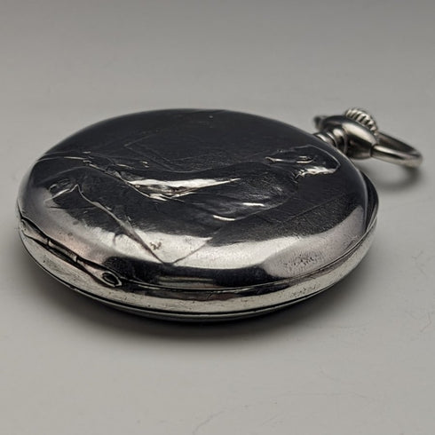 antique Ulysse Nardin pocket watch silver side soldier engraving case works well