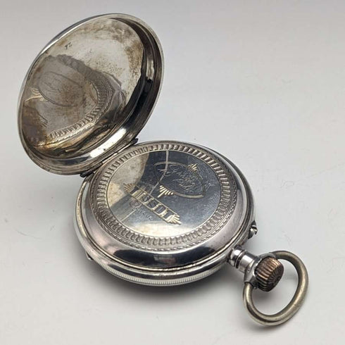1900年頃 アンティーク TISSOT 懐中時計 銀側ケース シリンダー脱進機 動作良好