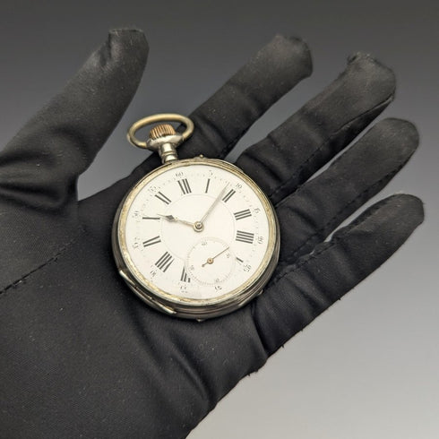 1900年頃 アンティーク TISSOT 懐中時計 銀側ケース シリンダー脱進機 動作良好