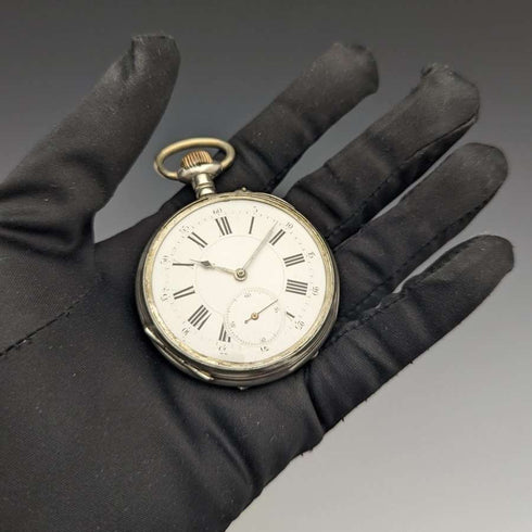 1900年頃 アンティーク TISSOT 懐中時計 銀側ケース シリンダー脱進機 動作良好