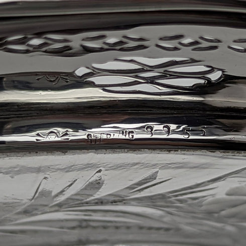 美國復古純銀邊緣裝飾切割玻璃板直徑 19 厘米