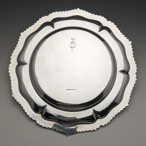 英國復古銀盤甜點盤一對直徑21cm