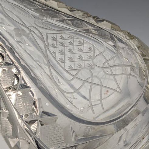 1915 British antique cut glass large vase with pure silver decoration Walker&Hall