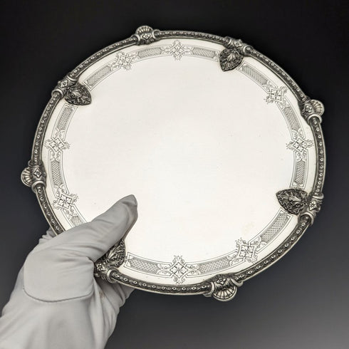 1935年 英国ヴィンテージ 純銀製 コンポート/タッツァ 直径24cm 668g Barnard