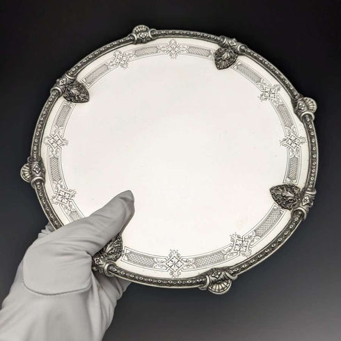 1935 British Vintage Sterling Silver Compote/Tazza Diameter 24cm 668g Barnard