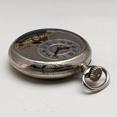 Antique Hebdomas 8-day winding pocket watch metal case works well