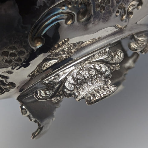 英國古董銀盤大籃花雕刻操作手柄 548 克