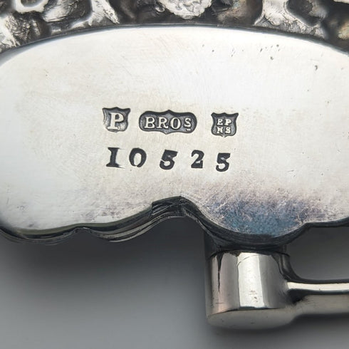 英國古董銀盤大籃花雕刻操作手柄 548 克