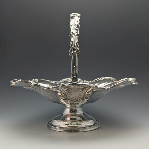 British Antique Silver Plate Large Basket Operating Handle 836g