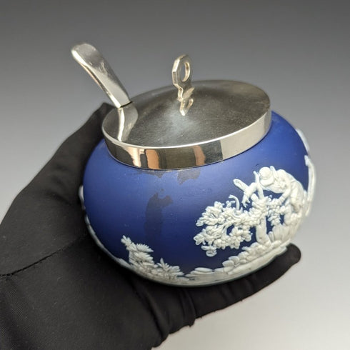 英国ヴィンテージ ジャスパーウェア製 シュガーポット William Adams