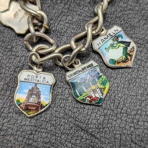 英国ヴィンテージ 純銀製 チャームブレスレット 23g