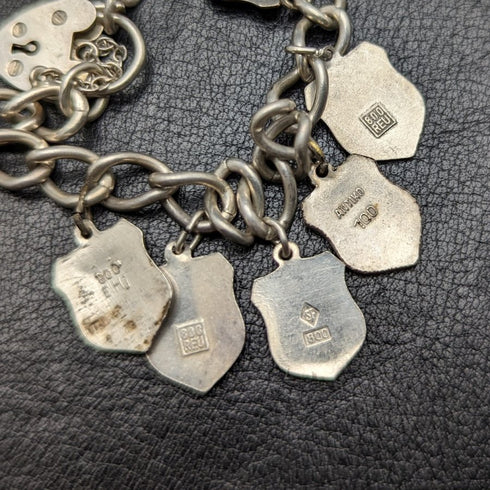 英国ヴィンテージ 純銀製 チャームブレスレット 23g