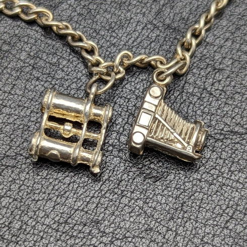 British vintage sterling silver charm bracelet 19g