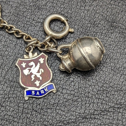 British vintage sterling silver charm bracelet 19g