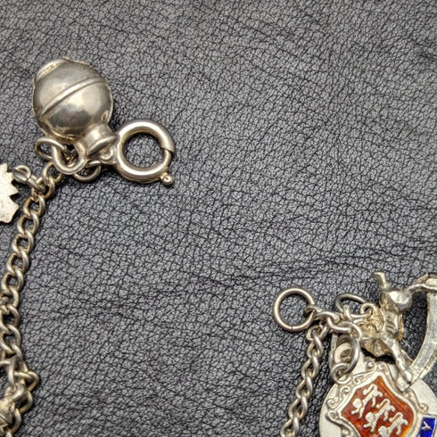 British vintage sterling silver charm bracelet 19g