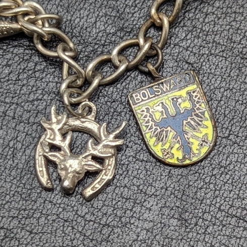 British vintage sterling silver charm bracelet 21g