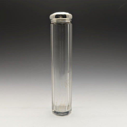 1927 British Vintage Oblong Glass Bottle Pure Silver Lid 110g