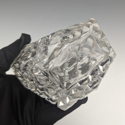 1972 British Vintage Cut Glass Seasoning Container Sterling Silver Lid 320g