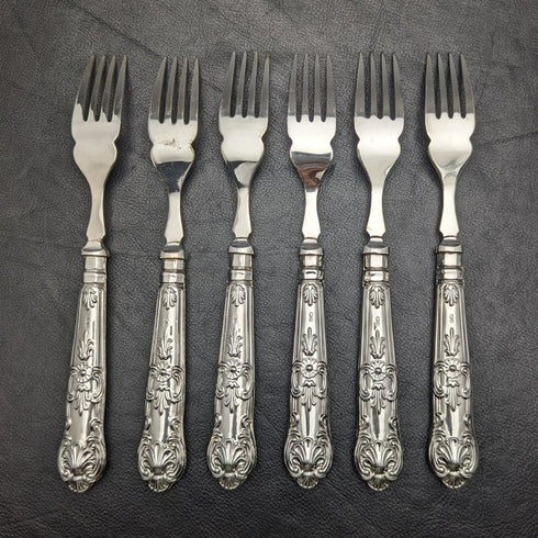 1936年 英国ヴィンテージ 純銀ハンドル カトラリー6x2 &サーバセット 木箱入り