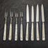 1925 British Vintage White Pearl Shell Handle Sterling Silver Blade Dessert Cutlery 4x2 Set