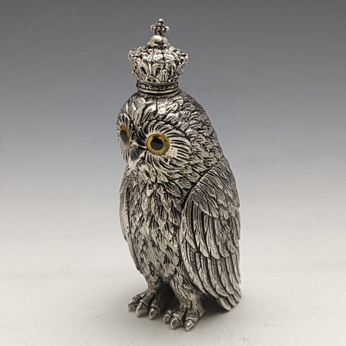 Vintage Sterling Silver Owl Shape Portable Perfume Bottle