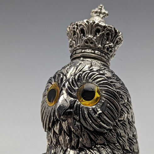 Vintage Sterling Silver Owl Shape Portable Perfume Bottle