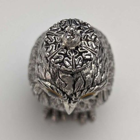 Vintage Sterling Silver Owl Shape Portable Perfume Bottle