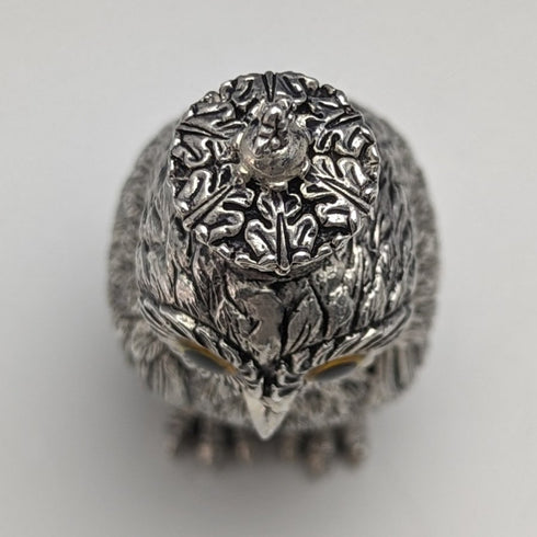 Vintage Sterling Silver Owl Shape Portable Perfume Bottle